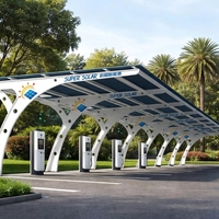 Structure de carport solaire en acier au carbone Q235 haute résistance pour grands parkings |   Durée de vie de 25 ans