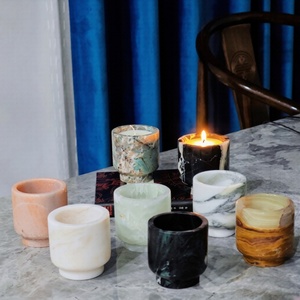STONEKOCC Porte-bougie chauffe-plat en marbre naturel fait main, écologique, pour décoration de Noël, centres de table de mariage et décoration intérieure - Product Image 1