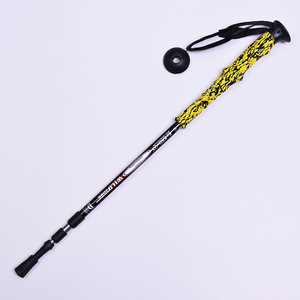 Bâton de trekking en alliage d'aluminium, télescopique rapide, jaune moucheté, poignée en mousse intégrée, fabriqué en Chine - Product Image 4