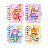 Carnet spirale A7 Kawaii Dessert Park, 80 feuilles, couverture autocollante couleur, bord ondulé, papeterie scolaire pour étudiants, vente en gros