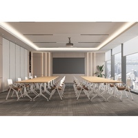 Table de réunion et de formation modulaire rectangulaire pliable en fer moderne, reconfigurable, avec roulettes