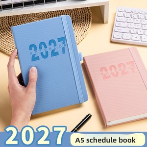 Agenda Giornaliera 2027 Transfrontaliera in Inglese, Pianificatore 365 Giorni, Una Pagina al <span class=keywords><strong>Giorno</strong></span>, Diario per la Gestione del Tempo, Taccuino con Copertina in PU, Regalo - Product Image 1