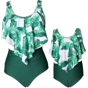 Hot Sale Custom European Sexy Girl 2-pc High Waist Mom-daughter Bikini Swimwear