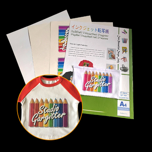 Pla A3 A4 presse imprimable paillettes eau imperméable coton T-Shirt lumière 20 feuilles <span class=keywords><strong>papier</strong></span> de transfert de chaleur <span class=keywords><strong>pour</strong></span> imprimantes à jet d'encre - Product Image 1
