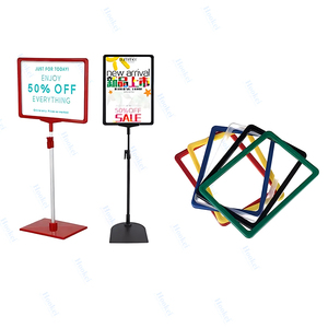 Adjustable Height Floor Metal Base Plastic Pop Advertising <b>Snap</b> Board Sign Holder Poster Display Stand With <b>A4</b> <b>Frame</b> - Product Image 1