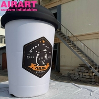 Gobelet à café gonflable géant de 4 m pour la décoration et la publicité des magasins de boissons, gobelet à café gonflable personnalisé pour la publicité