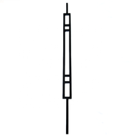 Balustre en fer forgé au design moderne pour rampe d'escalier, insert double barre carrée