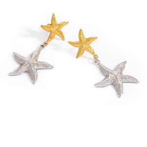 Boucles d'oreilles pendantes étoile de mer, couleur or et argent, en acier inoxydable, style océan, pour femme, à porter au quotidien - Product Image 5