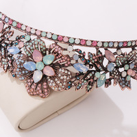 LUOXIN Diadème de mariage baroque vintage en cristal coloré couronne royale de reine gelée pierre de strass