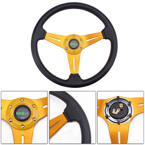 Volant de course 14 pouces 350 mm 3 branches en PU pour modification de voiture et karts - Product Image 4