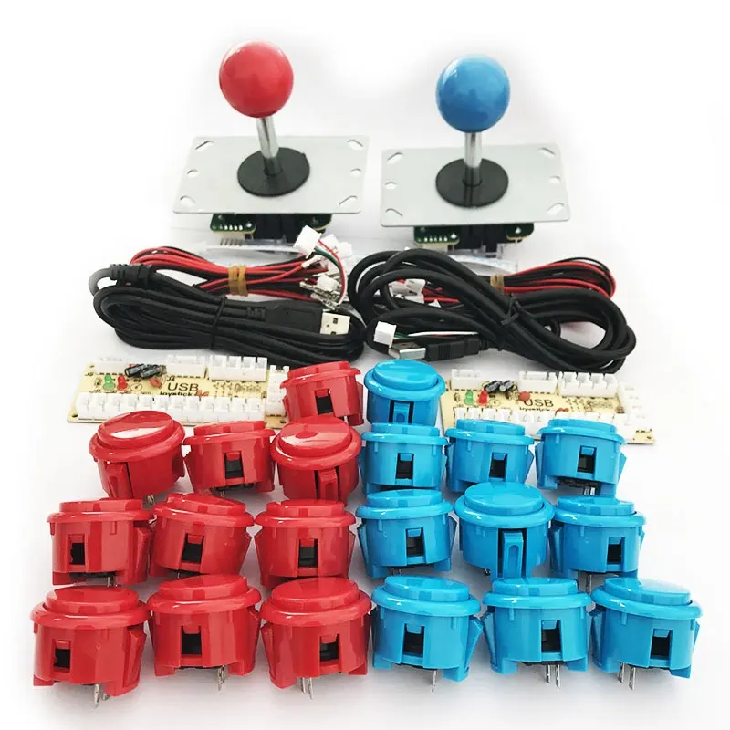 Botões led kit de acessórios do jogo de peças de arcade joystick de arcade usb/jogos de arcade kit/kit de arcade 2 jogadores controlador