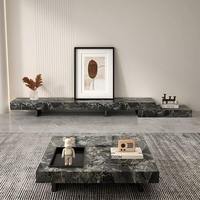 Meuble TV en pierre italienne, table basse minimaliste nordique, ensemble de meuble TV mural suspendu en marbre haut de gamme, style luxe léger