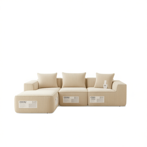 Conjunto de Sofá Seccional Modular Cooky de Corduroy, 4 Plazas, Reversible, para Sala de Estar, Relleno de Espuma Beige, Diseño Moderno - Product Image 1
