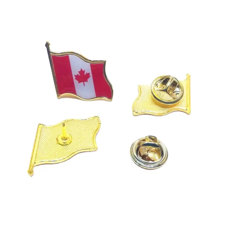 Custom Hard Enamel Canada Flag Lapel Pin Badge蝶バックピン、Canadian Flag Maple Leaf 150th Birthday Enamel Pinバッジ