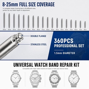 Set di 360 Perni per Cinturini di Orologi 8-25mm, Barre a Molla in Acciaio Inox 316, Diametro 1.5mm, Impermeabili e Antiruggine, 18 Strumenti per Riparazione Fai-da-Te - Product Image 3