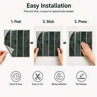 Carreaux muraux autocollants de luxe vert foncé, imperméables, pour crédence de cuisine et salle de bain