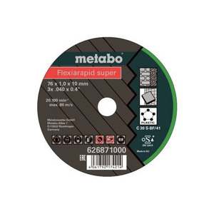 Metabo Flexiarapid Super <b>Cutting</b> Wheel 76 X 1.0 X 10 Mm For Metal And <b>Stone</b> - Product Image 1