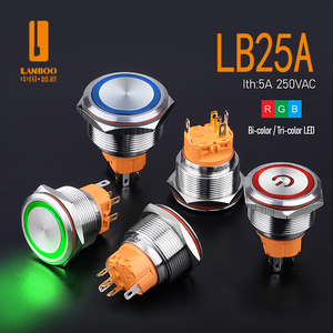 LANBOO 16/19/22/25Mm Self-Locking Reset Tahan Air IP65 Disesuaikan IP67 dengan Merah Hijau Biru LED - Product Image 5