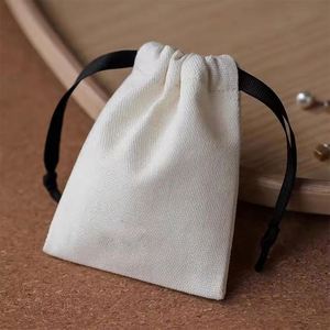 Jiamao Custom Logo Dust Bag White Cotton Canvas <b>Mini</b> Muslin Drawstring Bag Small Gift Jewelry Pouch - Product Image 6