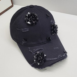 Ultima moda aggiornata donna donna donna nero bianco lavato fiori di strass berretto da Baseball denim cappello da sole papà cappelli da camionista - Product Image 4
