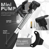 BAIMEI Compresseur d'air manuel portable mini pour vélos de montagne/route, haute pression 80-130 PSI, en acier inoxydable durable PA