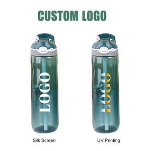 Bouteilles d'eau sportives Tritan personnalisées avec logo, 750 ml/25 oz, avec couvercle pop-up, pailles et poignée portable, sans BPA, vente en gros - Product Image 2