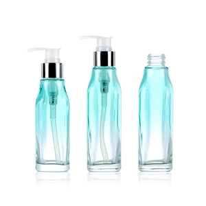 Lotion Bottle 100ml 120ml Gradient-colored <b>Glass</b> Bottle Customized Cosmetics <b>Container</b> Empty with Pressing Pump Head - Product Image 2