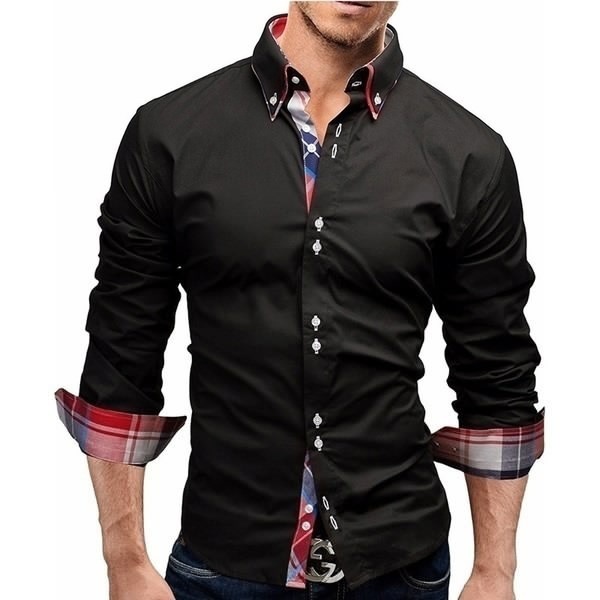 Double TWO Men’s Regular Fit Check Shirt – Long Sleeve Casual Eco Shirt, 100% BCI Cotton, Navy/Yellow/White Windowpane - View #2