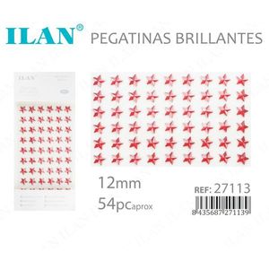 Pegatinas de diamantes de imitación Ilan Red Star de 12 mm, aproximadamente 54 unidades, brillantes - Product Image 3