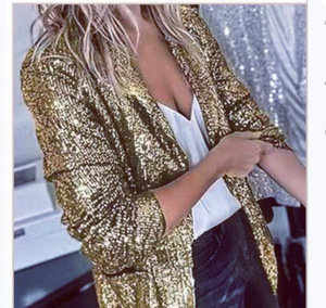 Veste à manches longues élégante tendance pour femmes avec paillettes brillantes <span class=keywords><strong>Manteau</strong></span> de bureau pour <span class=keywords><strong>femme</strong></span> avec remplissage en coton Liu Ming Liquidation Sales - Product Image 1