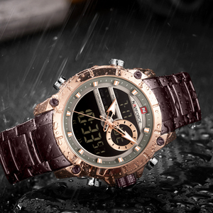 NAVIFORCE 9163 Orologio da Polso Sportivo da <span class=keywords><strong>Uomo</strong></span> con Display Analogico-Digitale al Quarzo, in Acciaio Inossidabile, Bestseller Originale - Product Image 5