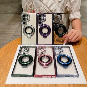 เคสโทรศัพท์ใสประดับเพชรแบบเคลือบเงาสำหรับ Samsung S24 Ultra พร้อมขาตั้งแม่เหล็กฝังเพชร เคสโทรศัพท์มือถือ S25 Ultra - Product Image 1