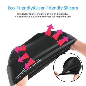 Casquette de natation en silicone imperméable avec logo personnalisé, casquette de sport personnalisée en <span class=keywords><strong>caoutchouc</strong></span> avec protection des oreilles, casquettes de natation avec impression unique - Product Image 5