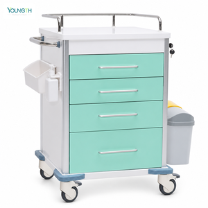 <span class=keywords><strong>Chariot</strong></span> médical d'hôpital à 4 tiroirs en acier avec verrouillage centralisé et poubelles intégrées - Product Image 1