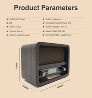 Haut-parleur subwoofer haute puissance avec radio am fm finition bois radio de bureau style vintage