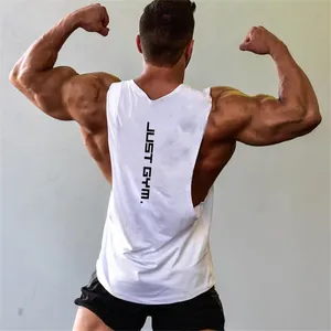 Custom Logo Katoen Muscle Atletische Shirts Mouwloze Fitness Kleding Workout Mannen Gym Tank Top Voor Mannen