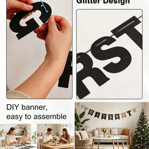 DIY Black Glitter Letters &amp; Numbers Banner Kit Hanging Decor 116PCS Customizable for Birthday Party Gathering Event - Product Image 3