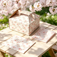 Boîte à pâtisserie personnalisée à emporter, en carton, avec poignée intégrée pliable, boîte à gâteau avec carton découpé en une seule pièce et fond verrouillable
