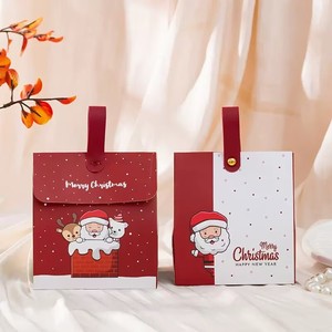 Christmas Gift Box with Handle Cartoon Santa Triangle Candy Paper Box Holiday <b>Sweet</b> <b>Packaging</b> Box Wholesale - Product Image 5