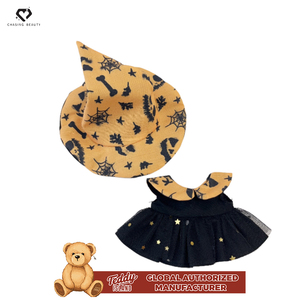 Global Autorisiertes Teddybär-Cartoon-Minipuppen-Set mit Baumwollstoff, Gelbem Zaubererhut und Modischer Puppenkleidung, 14-17cm Plüschtier - Product Image 2