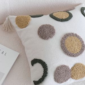 Federa per Cuscino in Cotone <span class=keywords><strong>e</strong></span> Lino Trapuntato 45*45cm per Arredamento Casa Vintage con Nappine - Product Image 4