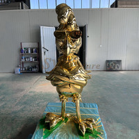 Populaire brillant en fibre de verre dessin animé moderne galvanoplastie couleur or sculpture personnalisation statue d'oiseau