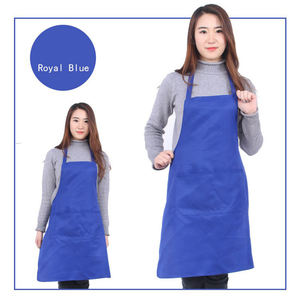 Custom Logo Printed 100% Organic Cotton Canvas Bib Chef <strong>Aprons</strong> <strong>Black</strong> Promotion Waterproof Polyester Two Pockets Kitchen Cooking - Product Image 4