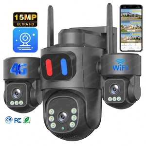 Eseecloud HD 15MP Real Three Lens Three Screens 360 CCTV IP Oem <b>Wireless</b> Wifi 4G SIM <b>Security</b> PTZ IP Bullet Surveillance <b>Cameras</b> - Product Image 1