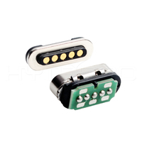 Konektor Daya Magnetik HYTEPRO M425P 5Pin, 2A Lubang Tembus untuk Sinkronisasi Data & Pengisian Daya Perangkat Pintar & Elektronik Industri