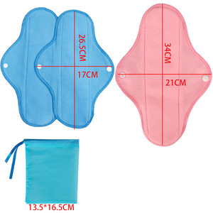 Kit de 4 <span class=keywords><strong>serviettes</strong></span> hygiéniques réutilisables en tissu respirant avec ailettes pour femmes, usage menstruel et incontinence urinaire, douces et super absorbantes - Product Image 4
