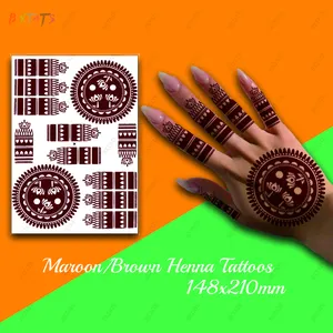 Wholesale Water Transfer Disposable Brown Waterproof Lace Henna Middle East Tattoo Sticker Sex Henna Tattoo For Men And Women