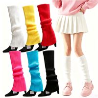 Guêtres tricotées colorées à rayures fluorescentes en acrylique pour femmes, idéales pour les fêtes costumées d'Halloween, chauffe-jambes montants