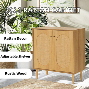 Aparador de Madera Maciza Rústico Decorado Estilo Antiguo 2024 con Estante Ajustable - Mueble Auxiliar para Sala de Estar y Cocina - Product Image 2
