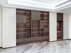 Modern Solid Wood Living Room &amp; Dining Display <strong>Cabinet</strong> with Custom Bookcase Lockers-Space Saving Storage for Villa - Product Image 5